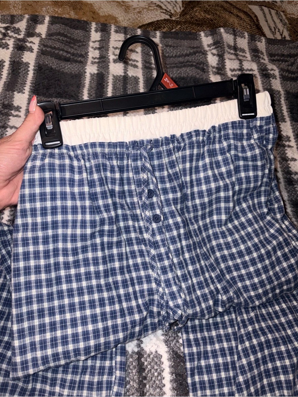 Blue Plaid Kids Lounge Bottoms with Elastic Waist